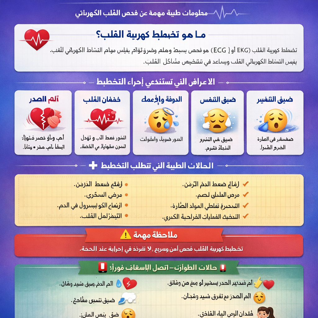 متى يحتاج المريض إلى تخطيط كهربية القلب؟